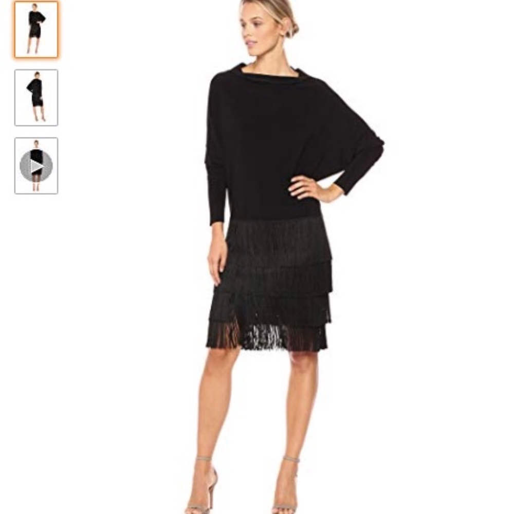 NEW Norma Kamali FRINGE SKIRT Dress M